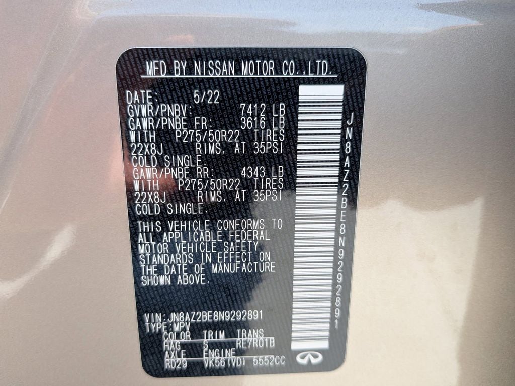 2022 INFINITI QX80 Sensory